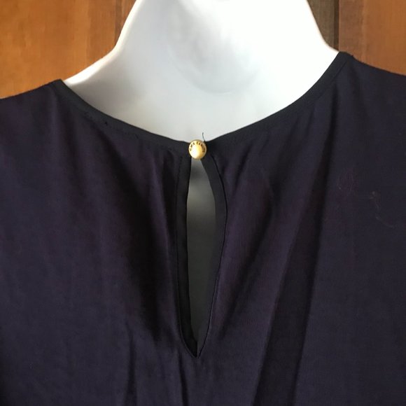 Vince Camuto Navy w/Ivory Geometric Sleeveless Pullover Top Petite Medium - Picture 9 of 12